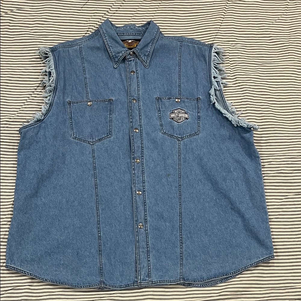 Harley-vest‎ denim Davidson Denim Cutoff Vest XXXL 100% cotton
